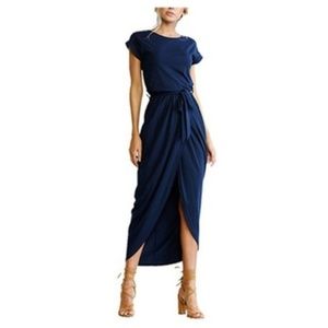 Blue Wrap Dress w/ Belt- NWT